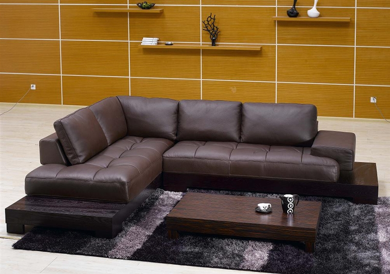 Modern Brown Leather Sectional Sofa TOS-FY633-2-BR