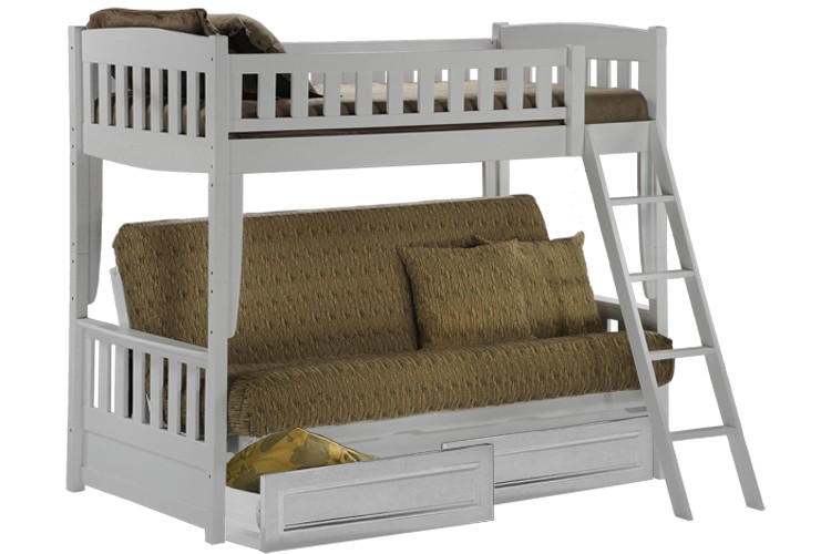 White Bunk Bed Sofa | Wood Futon Bunk Sofa Bed White | The Futon Shop