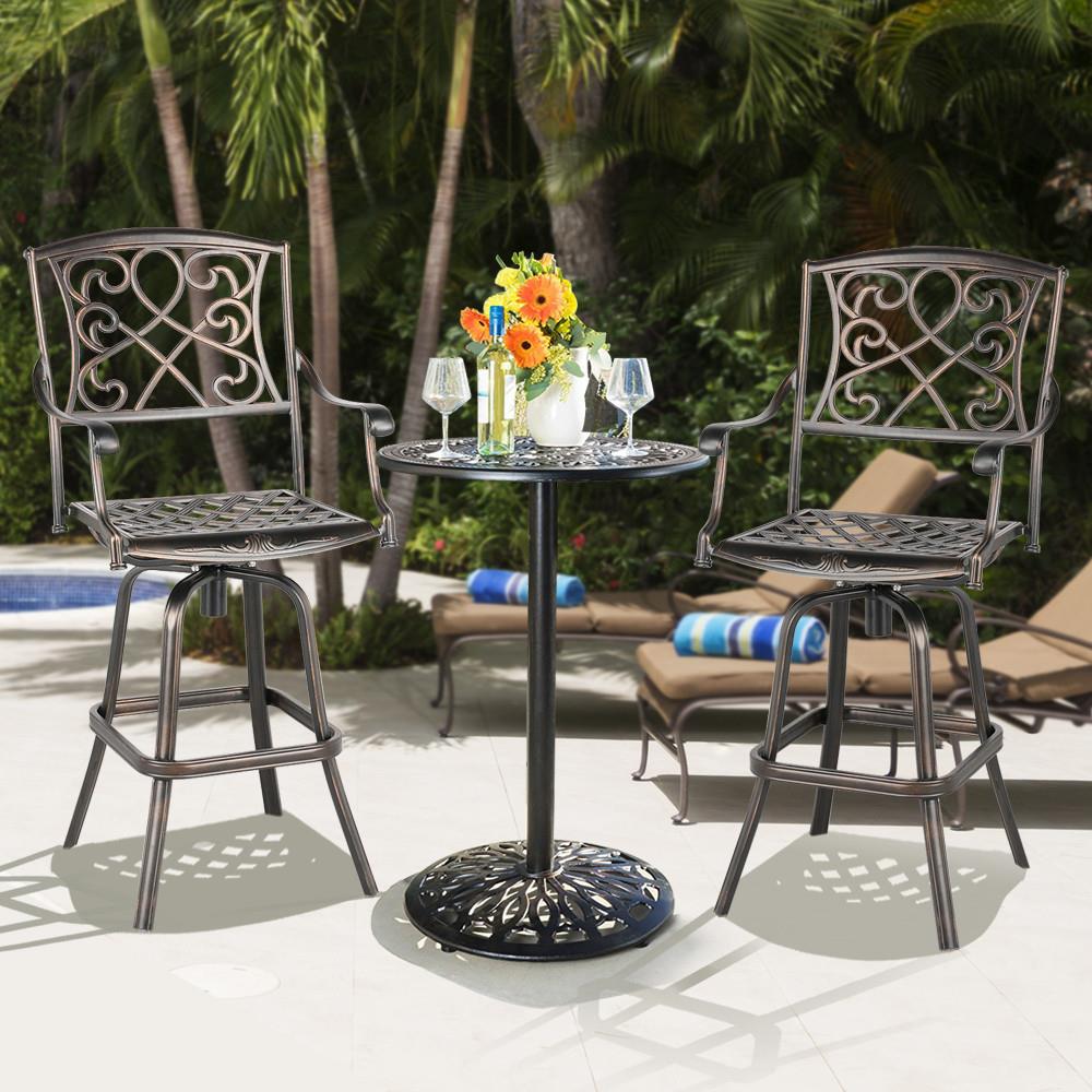 Yaheetech Cast Aluminum Patio Chair Patio BarStool Dining Chair