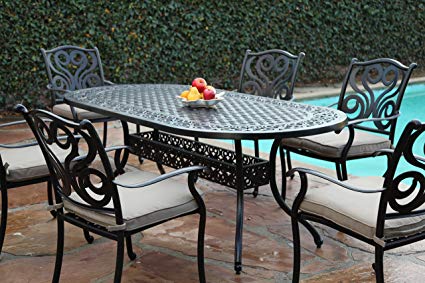 Amazon.com : CBM Outdoor Cast Aluminum Patio Furniture 7 Pc Dining 