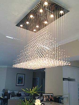 Siljoy Modern Rain Drop Lighting Crystal Ball Fixture Pendant