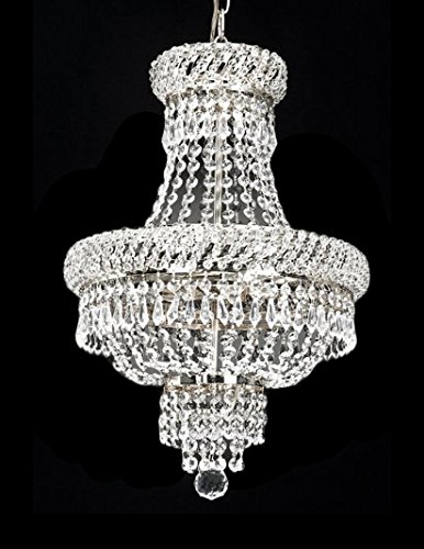 French Empire Crystal Chandelier Chandeliers Lighting, Silver, H22 X