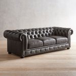 Southerlyn Charcoal Genuine Leather Chesterfield Sofa