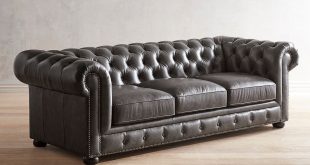 Southerlyn Charcoal Genuine Leather Chesterfield Sofa