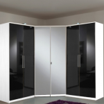 Berlin 6 Door German Wardrobe Black Gloss and Alpine White