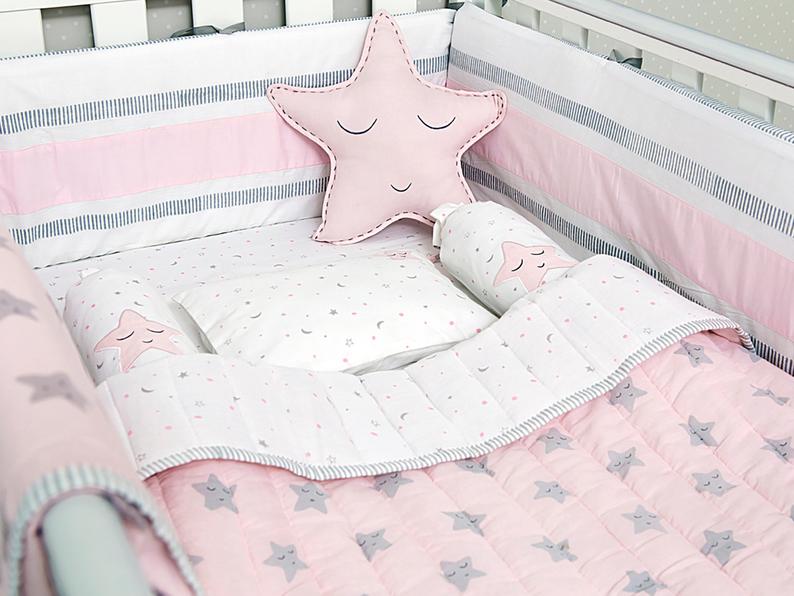 Pink Star Organic Cot Baby Bedding Set | Etsy