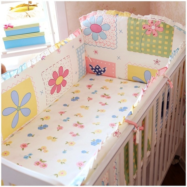 Promotion! 6PCS Baby Cot Bedding Set Newborn Cartoon Crib Bedding