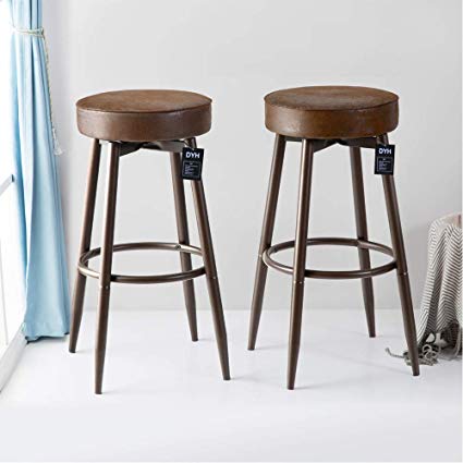 Amazon.com: DYH Metal Bar Stools Set of 2, Swivel Chocolate Kitchen