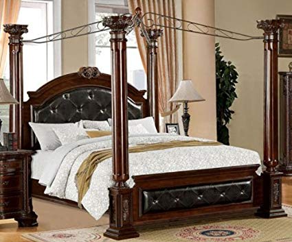 Amazon.com: 247SHOPATHOME IDF-7271Q Four Poster Bed Queen Cherry