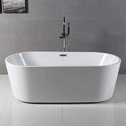 FerdY 67'' Freestanding bathtub, White Modern Stand Alone bathtub