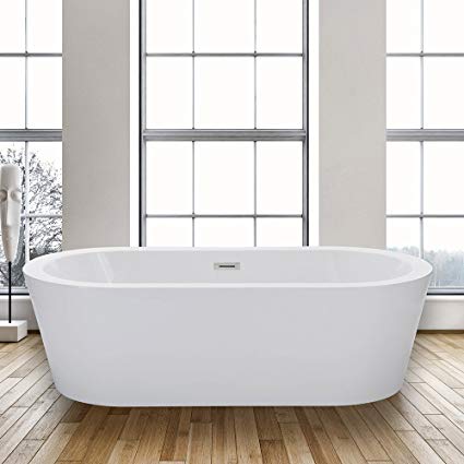 Woodbridge Freestanding Bathtub, 100% Acrylic Bath Tub, High Glossy