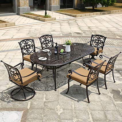 Amazon.com : DOMI OUTDOOR LIVING Aluminum 7-Piece Patio Dining Set