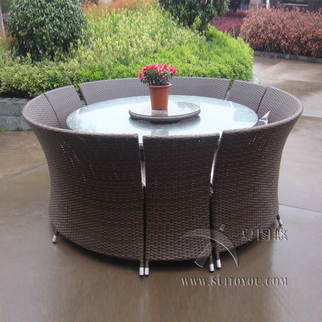 7 pcs Outdoor Rattan Garden Dining Sets , All Weather Waterproof