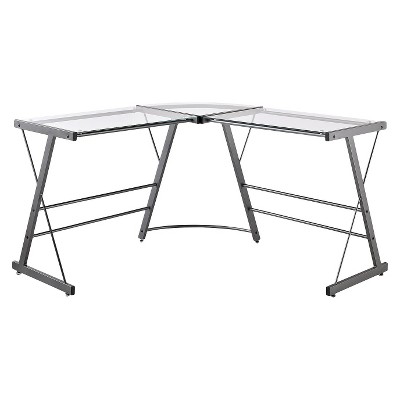 Portland Glass L Shaped Computer Desk Gray - Room & Joy : Target