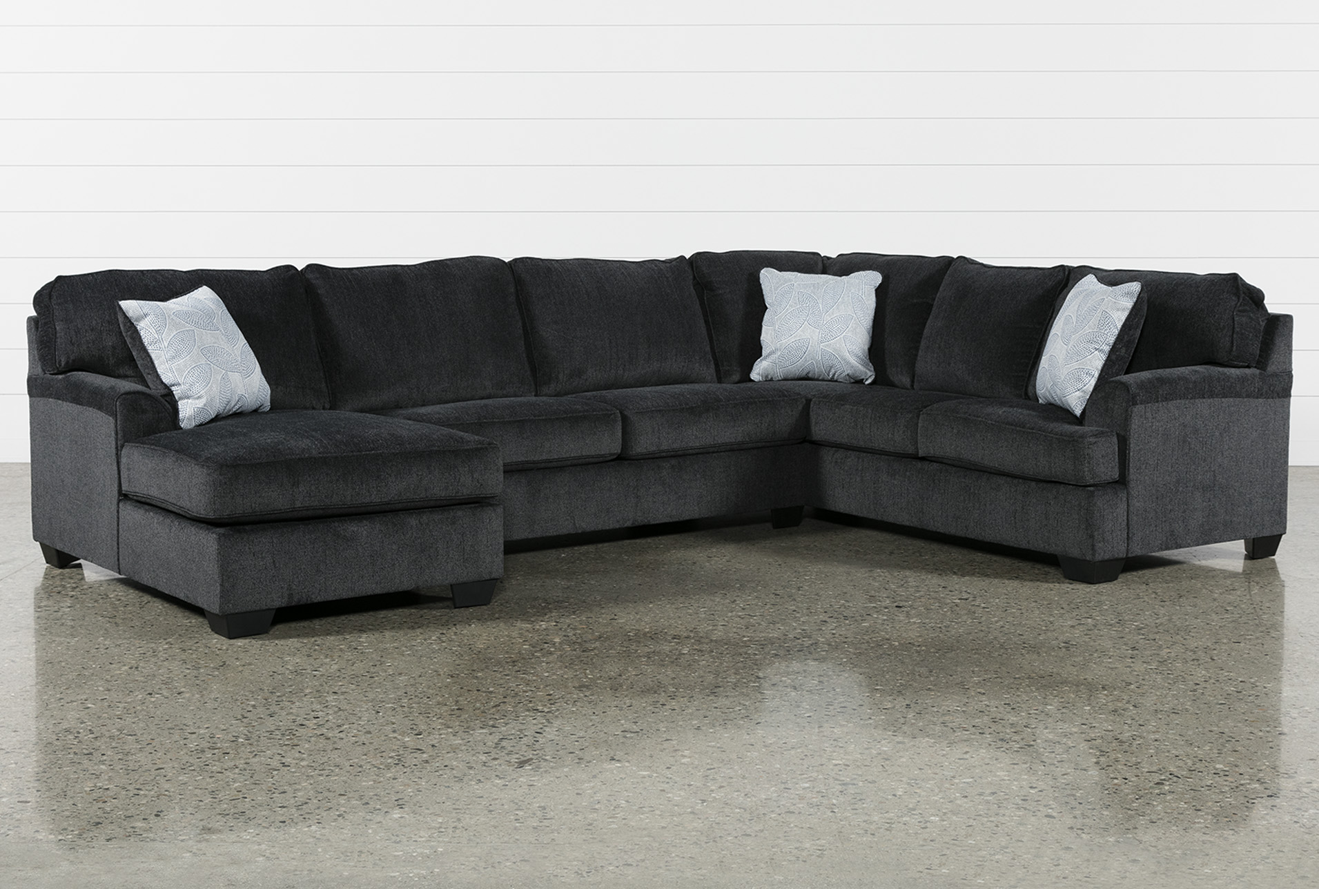 Calvin Slate 3 Piece Sectional With Laf Chaise | Living Spaces