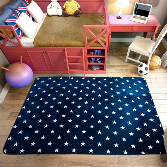 Fadfay Navy Blue Modern Kids Rugs Anti slip Kids Bedroom Large