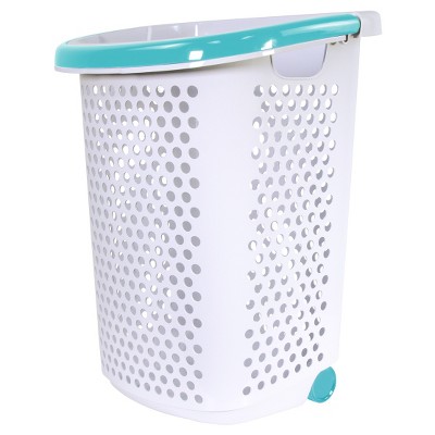 Home Logic Rolling Laundry Hamper with Handles White/Teal - Room Essentials™