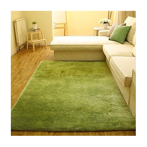 Lime green rugs to create an  artificial look