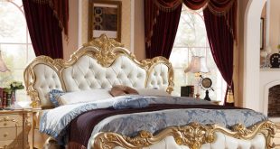 French luxury bed with gold color no mattress H904 -in Beds from