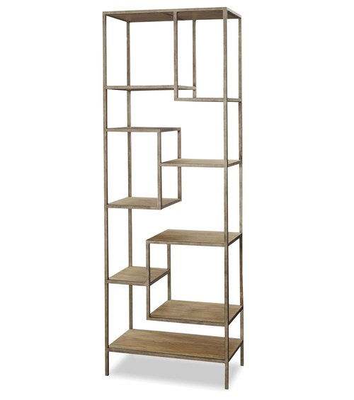 French Modern Industrial Wood + Metal Bookcase Etagere | Zin Home