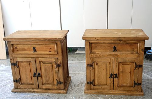 Refinish mexican pine. Nightstands before they were painted. I am