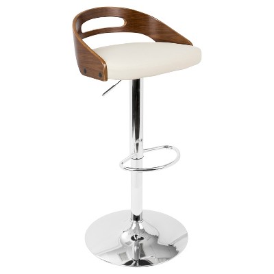 Cassis Mid - Century Modern Adjustable Barstool - Walnut And Cream