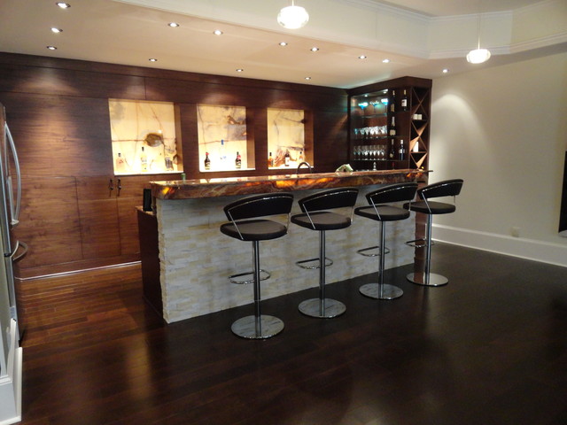 Modern Walnut Basement Bar - Modern - Basement - Atlanta - by