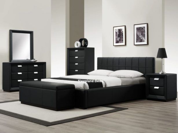 Bedroom:Contemporary Black Bedroom Furniture Sleepland Rossi Black