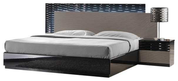 JNM Roma Modern Black And Grey Lacquered Bedroom Set - Modern