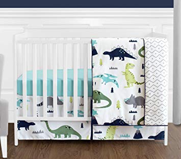 Amazon.com : Navy Blue and Green Modern Dinosaur Baby Boys or Girls