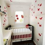 White baby nursery ideas for small spaces with butterfly wall decals