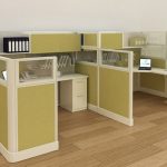 Office Cubicles With Glass Divider Panels & File Cabinet | Joyce