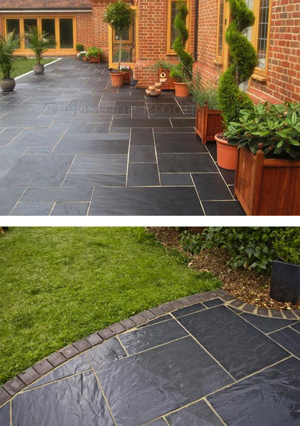 Nustone Black Slate Paving Slabs - Garden Patio Slabs - Natural