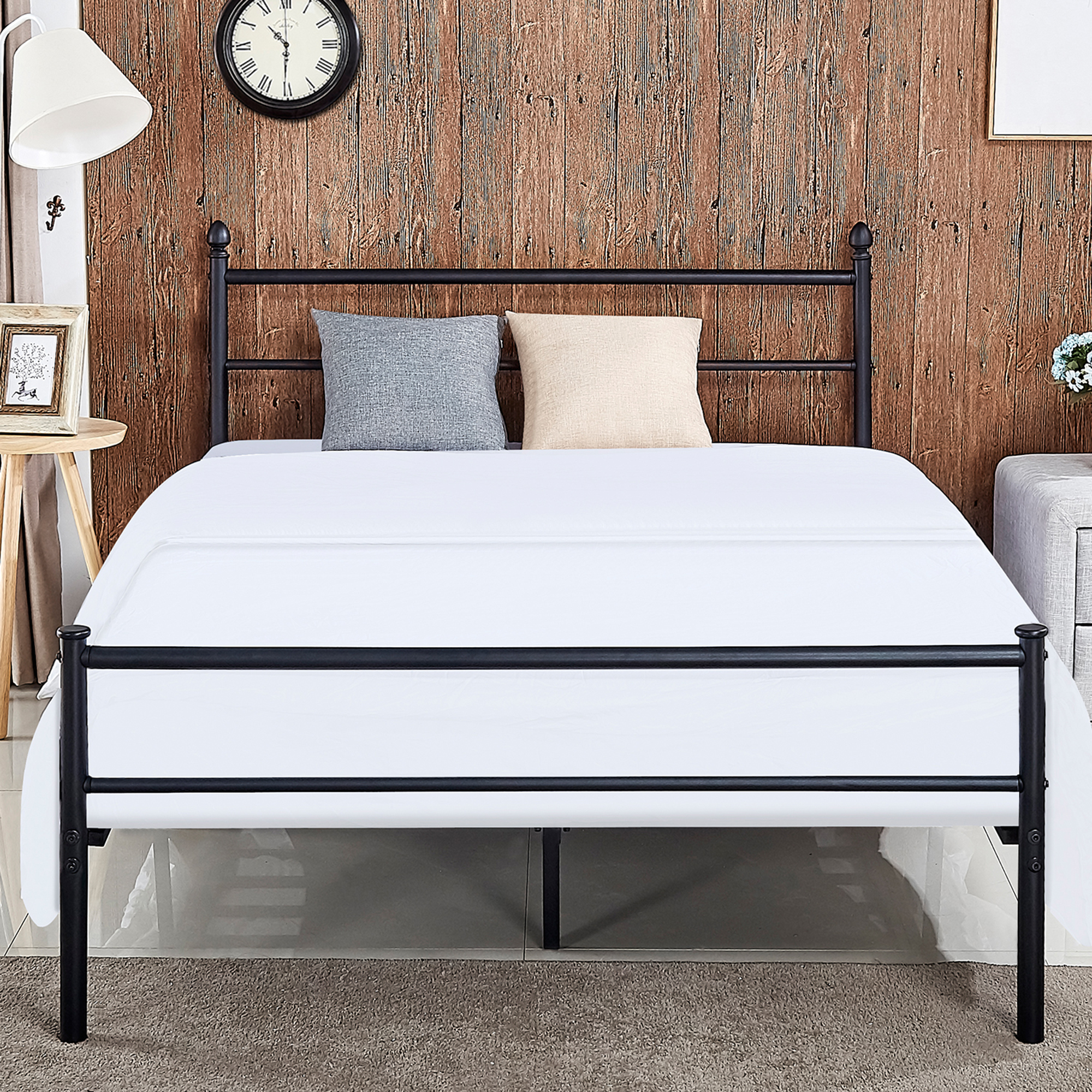 Metal Platform Queen Bed Frame /Bed, Box Spring Replacement with