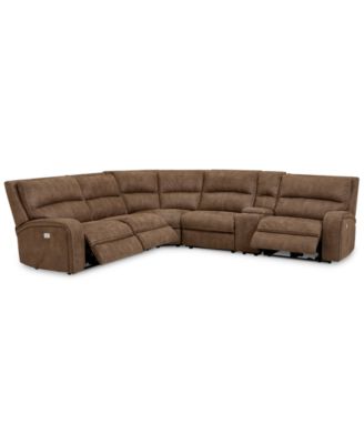 Furniture Brant 6-Pc. Fabric Sectional Sofa with 3 Power Recliners