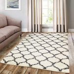 Amazon.com: A2Z Rug Cozy Super Trellis Shaggy Rugs Ivory & Dark Grey