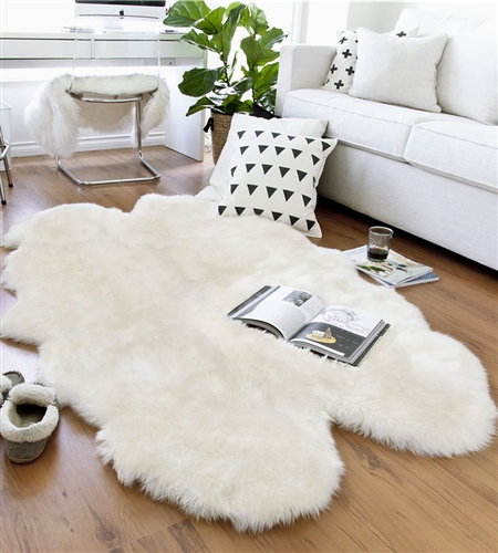 White Sheepskin Rug - Quad