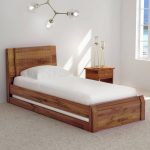 Buy Verkko Solid Wood Single Bed with Trundle in Warm Rich Finish by