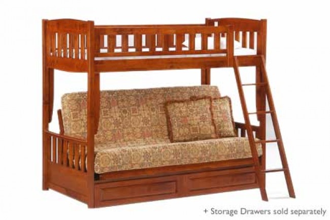 Futon Bunk Bed Cherry | Cinnamon Twin Full Kids Bunk | The Futon Shop