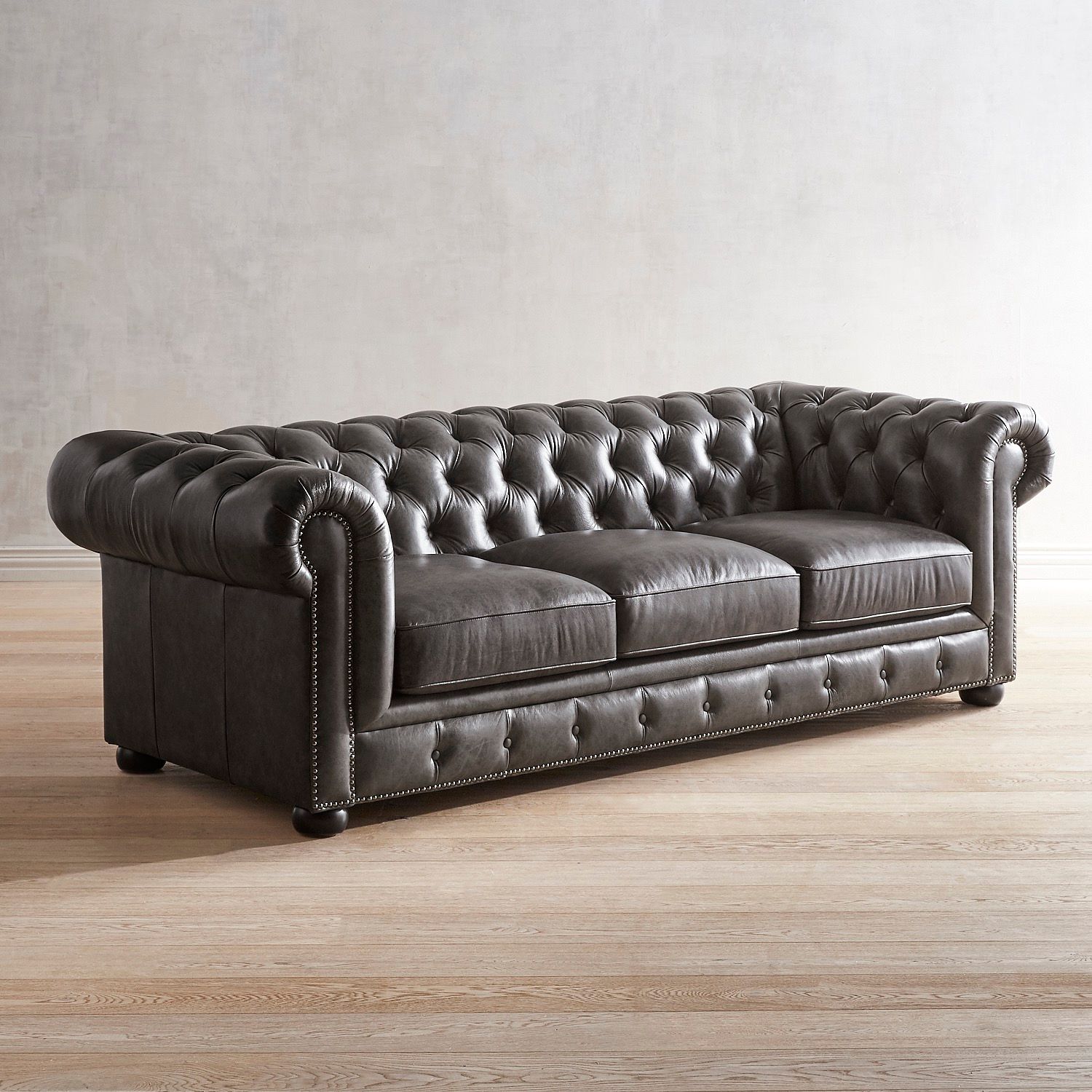 Southerlyn Charcoal Genuine Leather Chesterfield Sofa | Pier 1