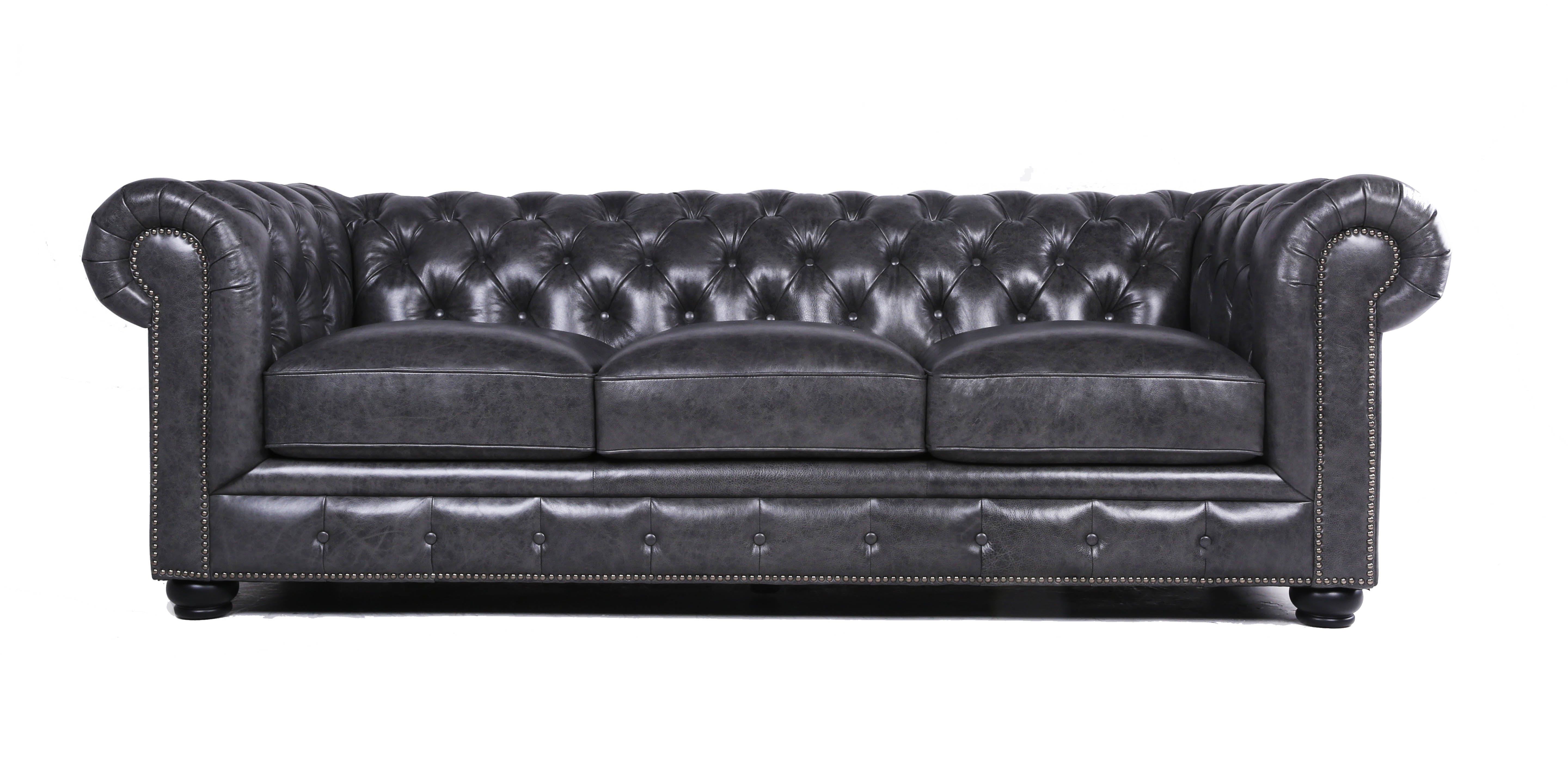 CARLTON LEATHER CHESTERFIELD SOFA