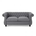 Amazon.com: Kyle Traditional Chesterfield Loveseat Sofa, Dark Gray