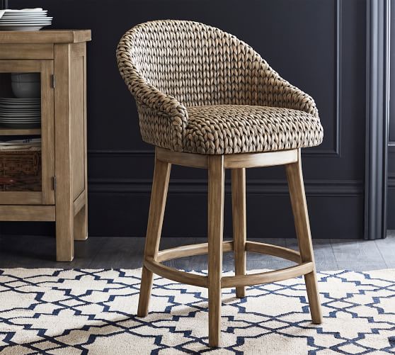 Seagrass Bucket Swivel Bar Stool | Pottery Barn