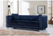 Shop Meridian Reese Navy Velvet Sofa - Free Shipping Today