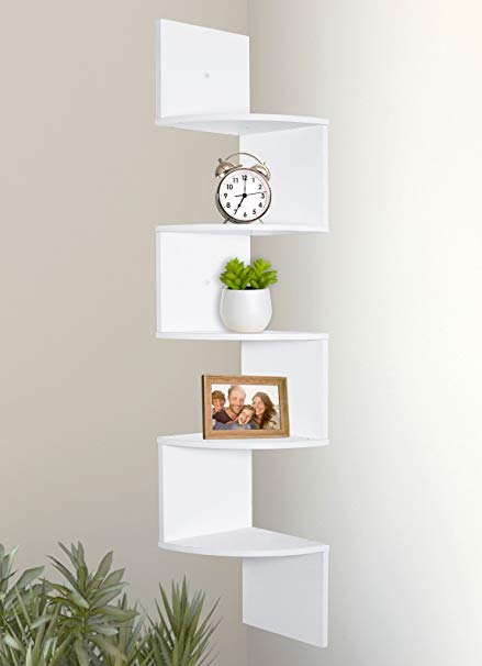 Amazon.com: Greenco 5 Tier Wall Mount Corner Shelves White Finish