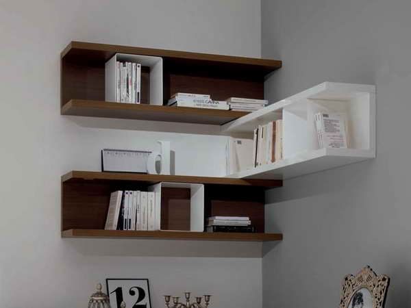 Wall Mount Corner Shelf With Books In Order | Room_Transform | Wall