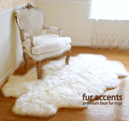 3x5 Thick White Faux Fur Sheepskin Rug Quatro New by Fur Accents