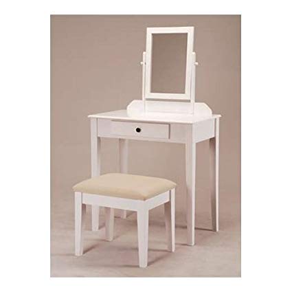 Amazon.com: White Bedroom Vanity Table with Tilt Mirror & Cushioned