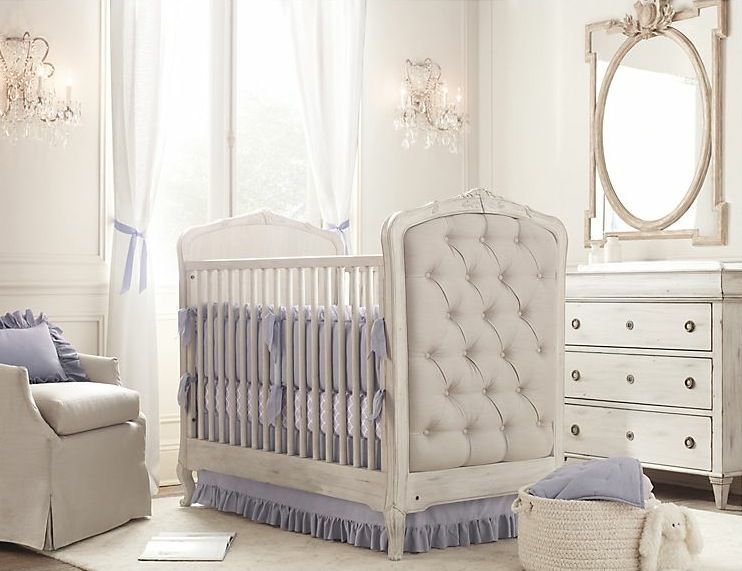 Upholstered Crib White Blue Nursery : Wonderful Baby Room Design