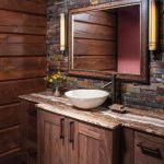 The backsplash #tiling of this bathroom wall creates a whole new